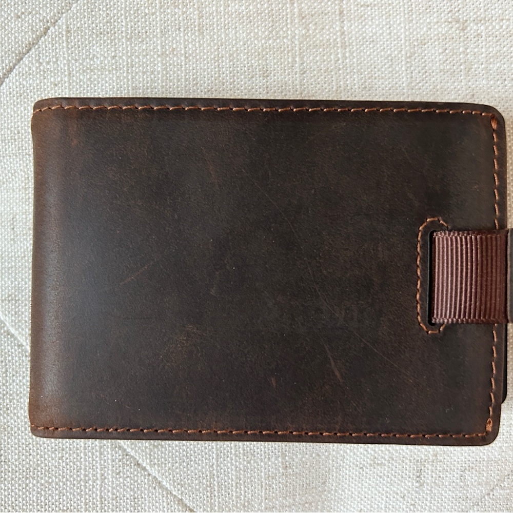 Dark Brown Leather Money Clip - Picture 3 of 4